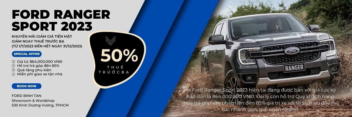 Ford ranger sport 2023 2.0l 4x4 at giá lăn bánh bao nhiêu